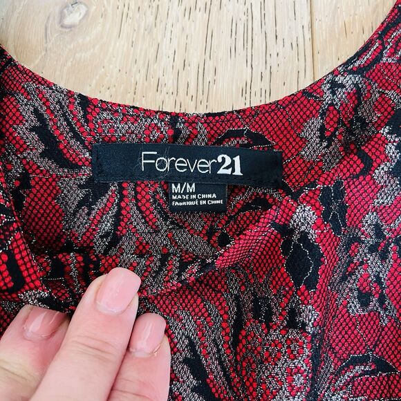 Forever 21 Dress Mini Medium Red Lace Bubble Skirt Grunge Whimsigoth Witchy Prom - Picture 4 of 10